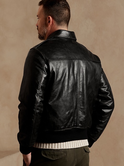 Image number 2 showing, BR ARCHIVES Leather Aviator Jacket