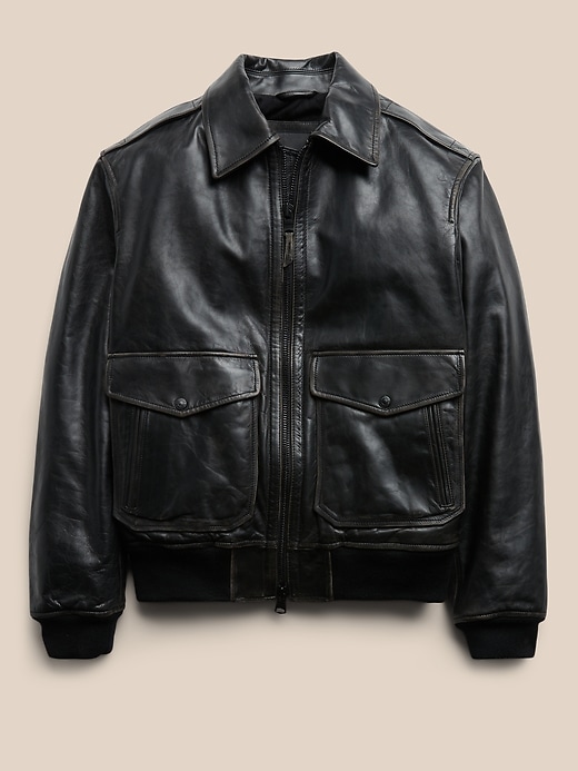 Image number 4 showing, BR ARCHIVES Leather Aviator Jacket
