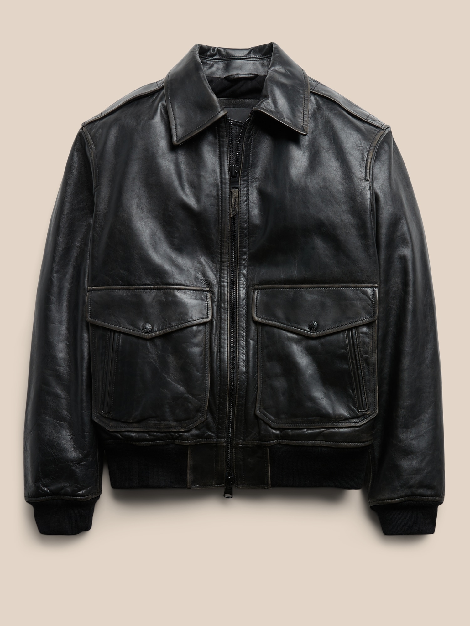 BR ARCHIVES Leather Bomber Jacket