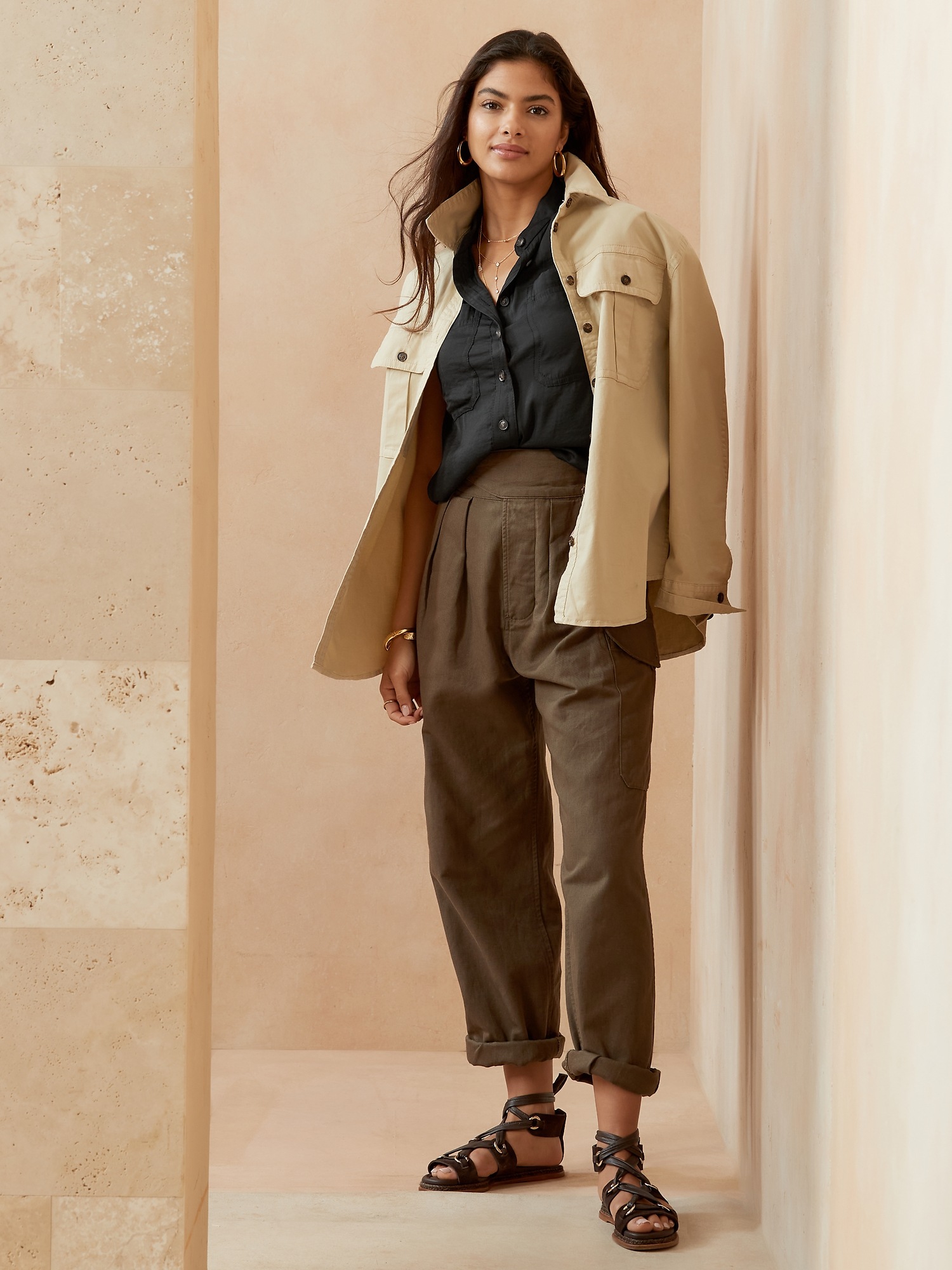Chemisier Sans Manches Banana Republic - Femme - Taille M - Imprimé Noir Et Blanc - Occasion TBE