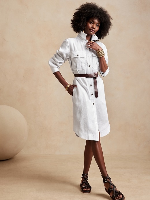 Linen Flounce Dress | Banana Republic