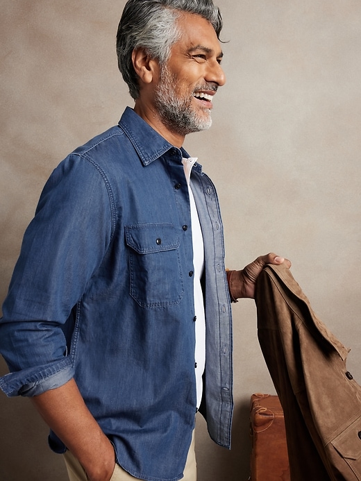 Image number 1 showing, Untucked Chambray Shirt