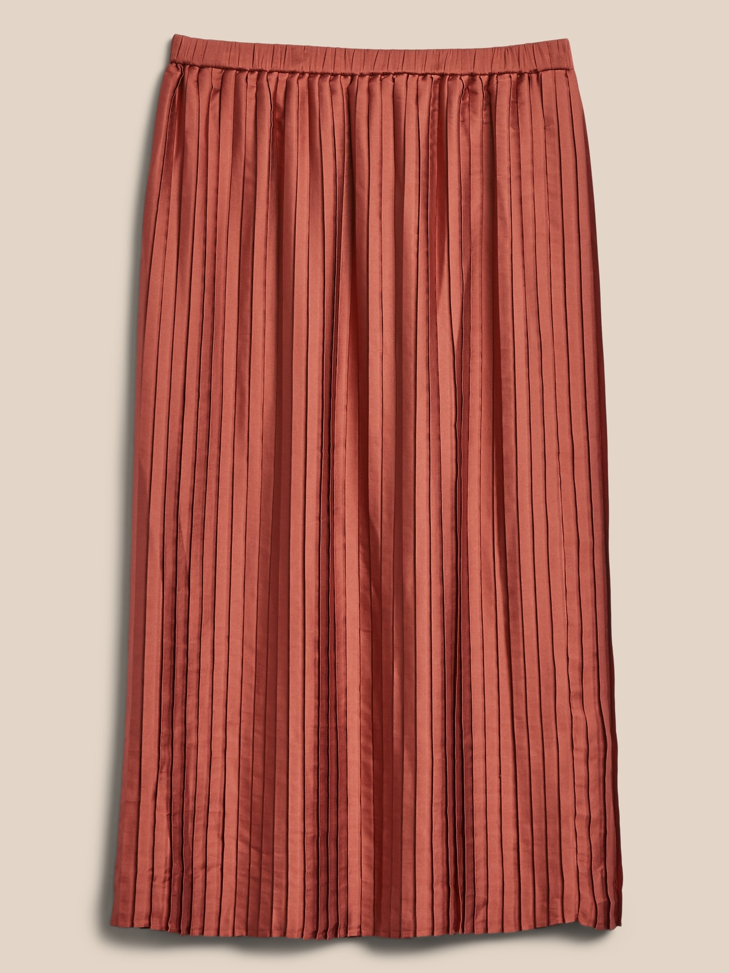 Solid Satin Pleated Skirt