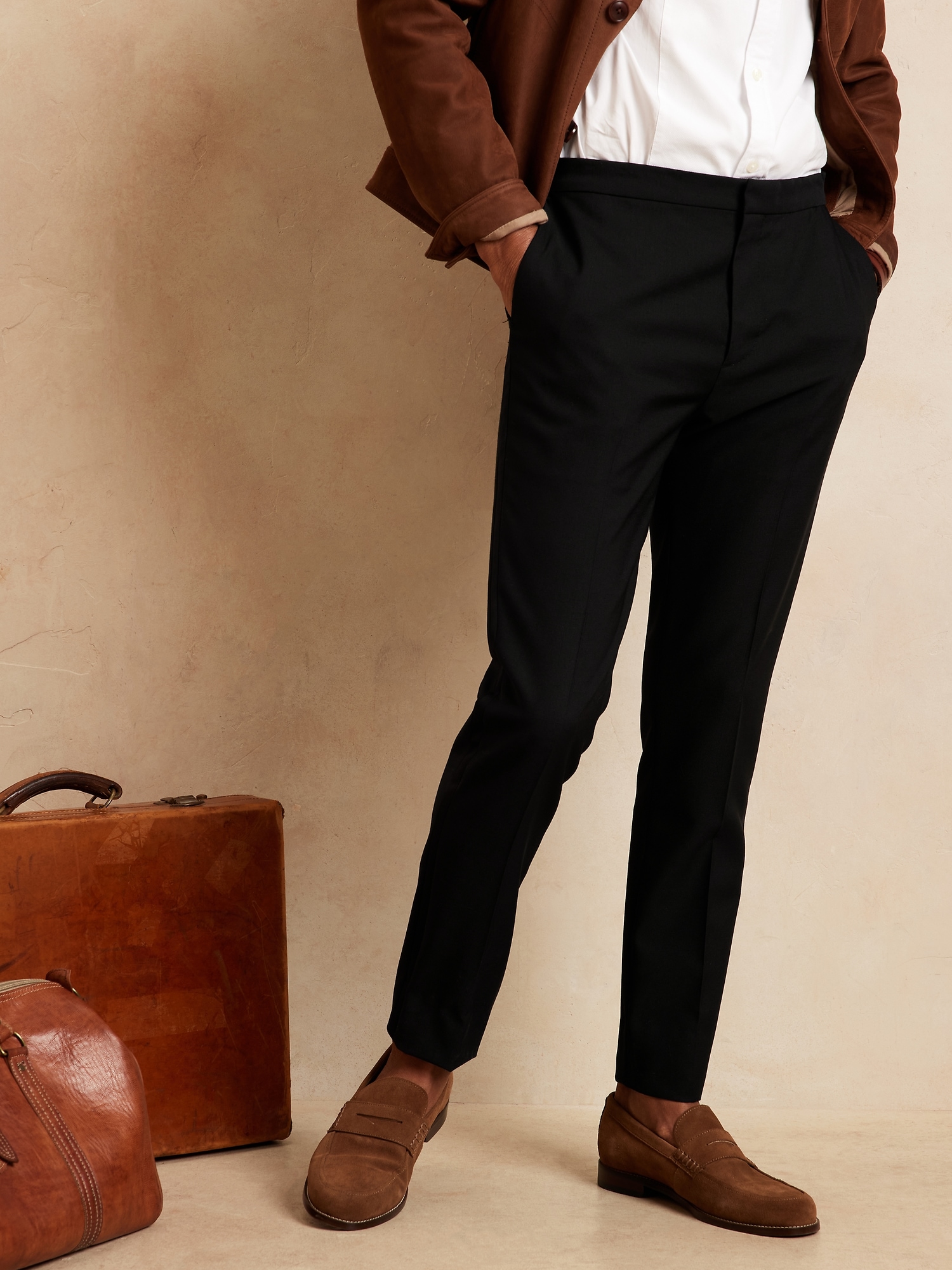 slim black tuxedo pants