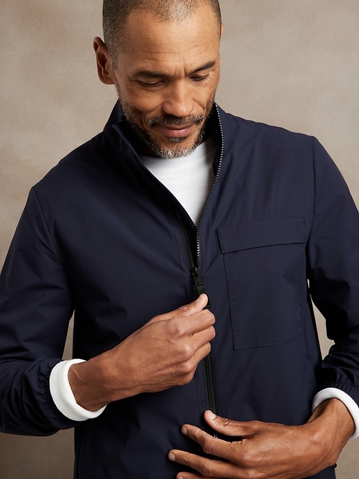 water resistant tech motion bomber jacket