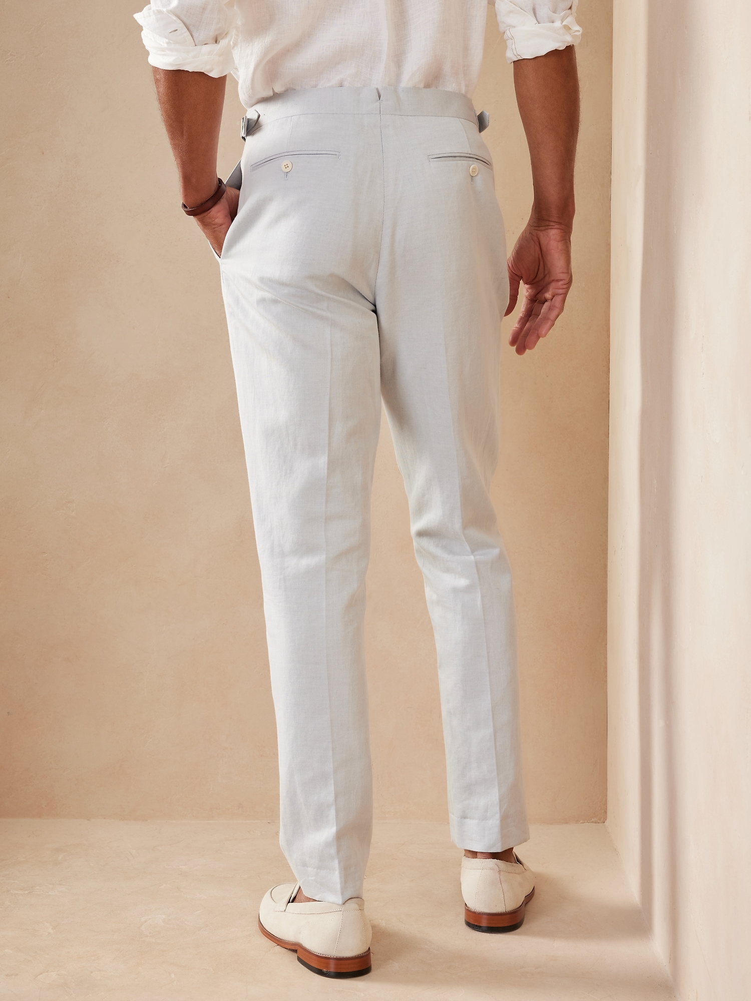 Men's Navy Slim Fit Dinner Suit Pants With Belt Loops