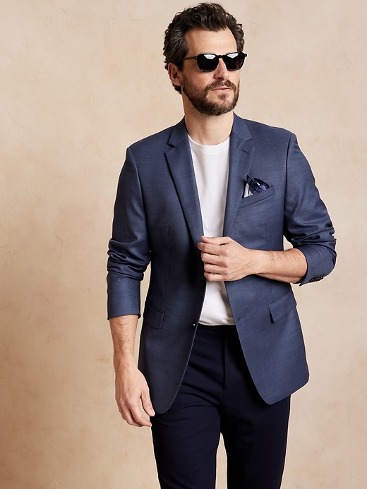 Slim Italian Wool Suit Jacket (Bright Blue)