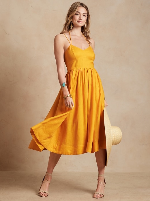 Banana Republic Linen Midi Dress. 1