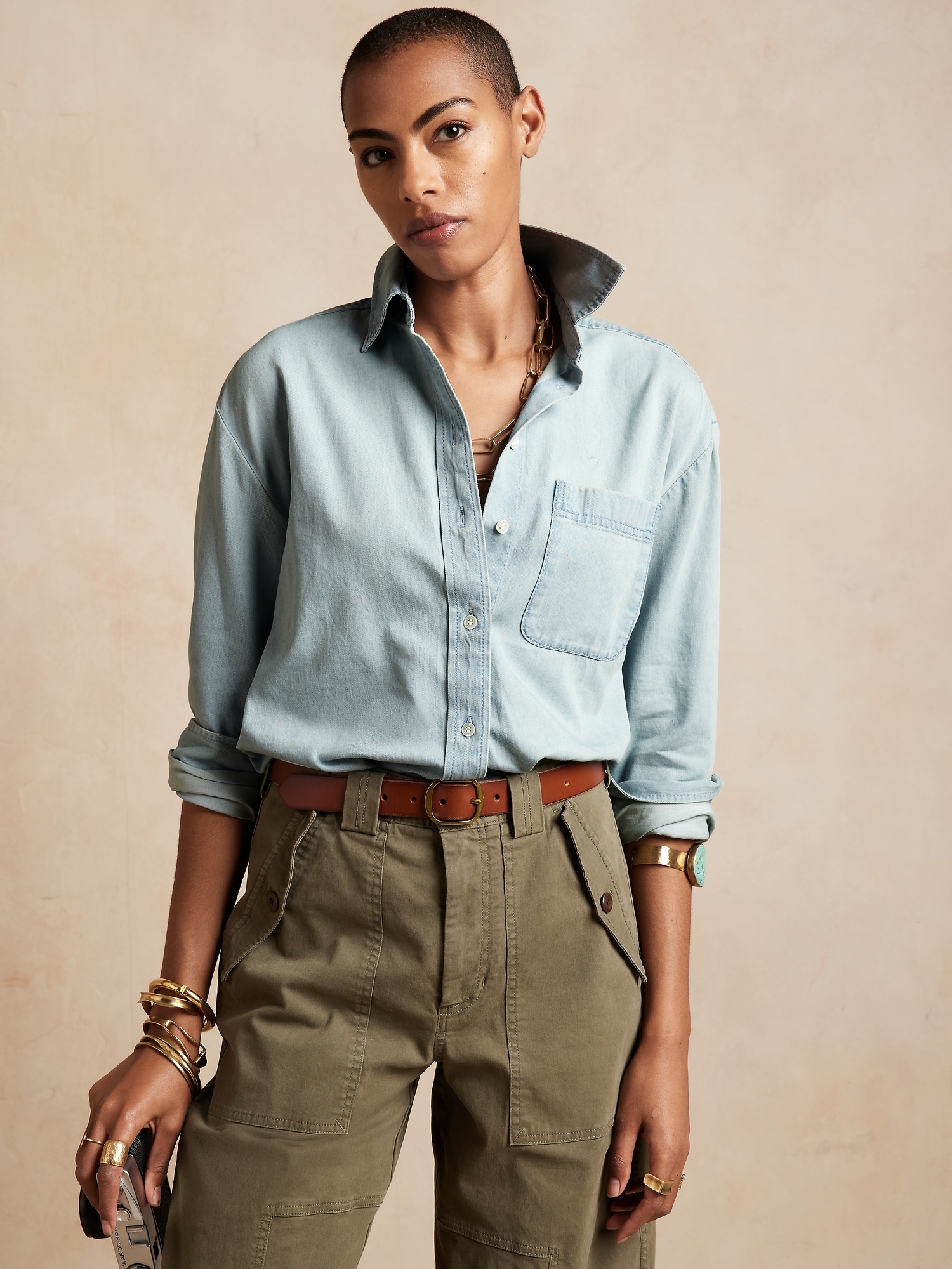Petite Oversized Denim Shirt | Banana 
