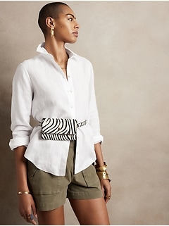 Vintage bronze linen blouse for women size M