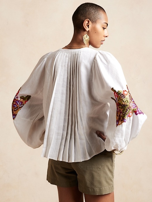Image number 2 showing, Embroidered Linen-Blend Shirt