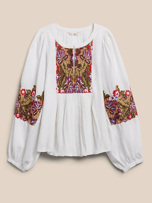 Image number 4 showing, Embroidered Linen-Blend Shirt