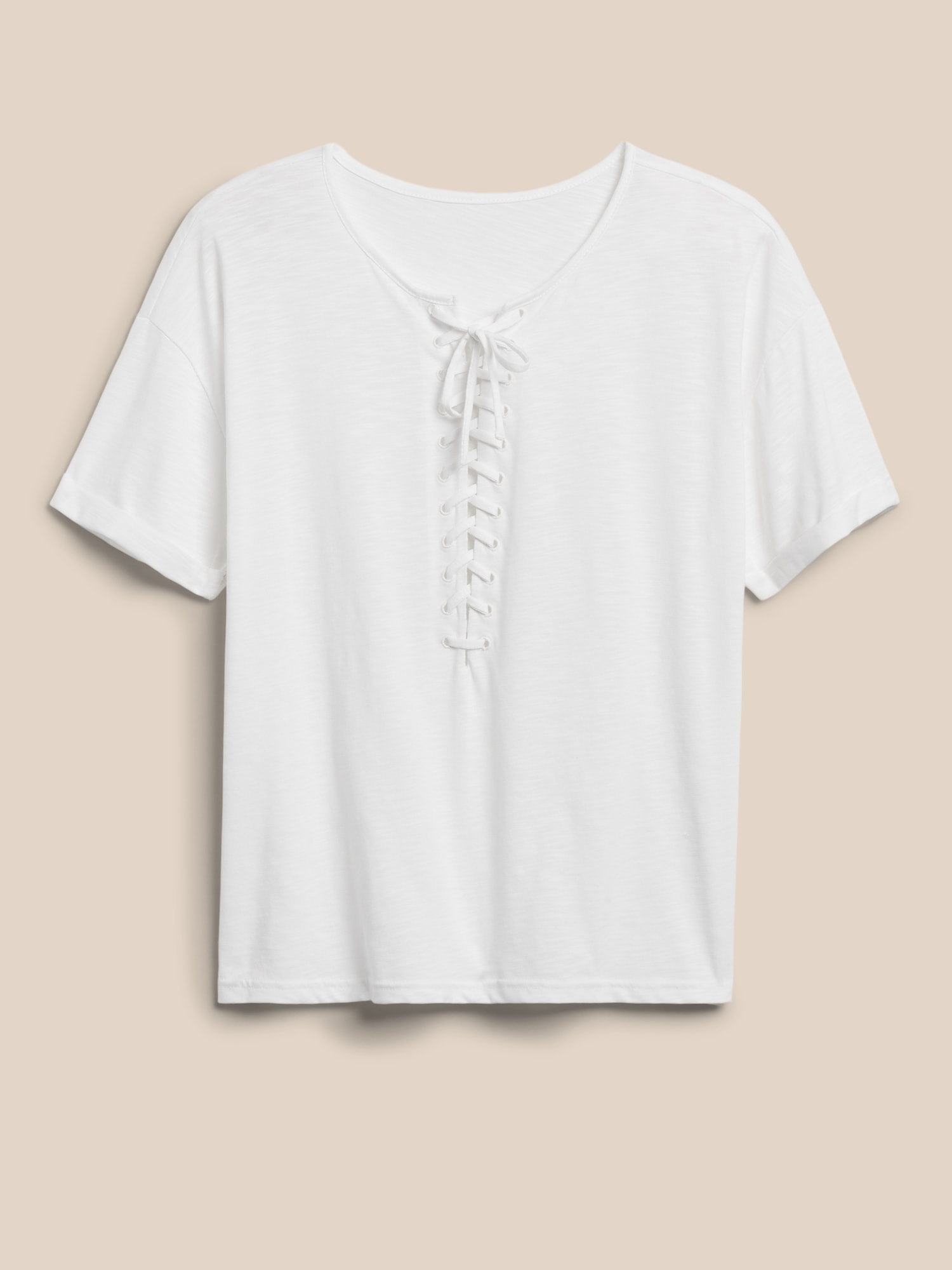 Boxy SUPIMA® Lace-Up T-Shirt