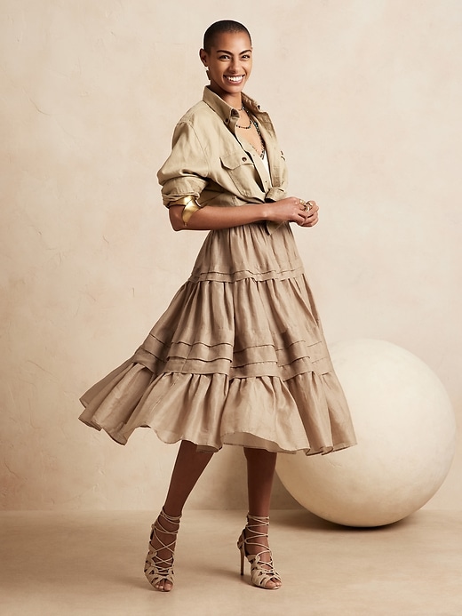 Image number 1 showing, Solstice Ramie Midi Skirt