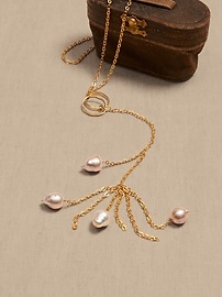 Pearl Tassel Lariat Necklace &#124 Aureus + Argent