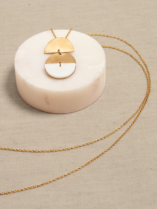 Marble Half Circle Pendant Necklace &#124 Aureus + Argent