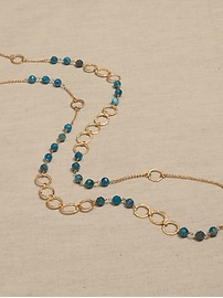 Blue Apatite & Chain Long Necklace &#124 Aureus + Argent