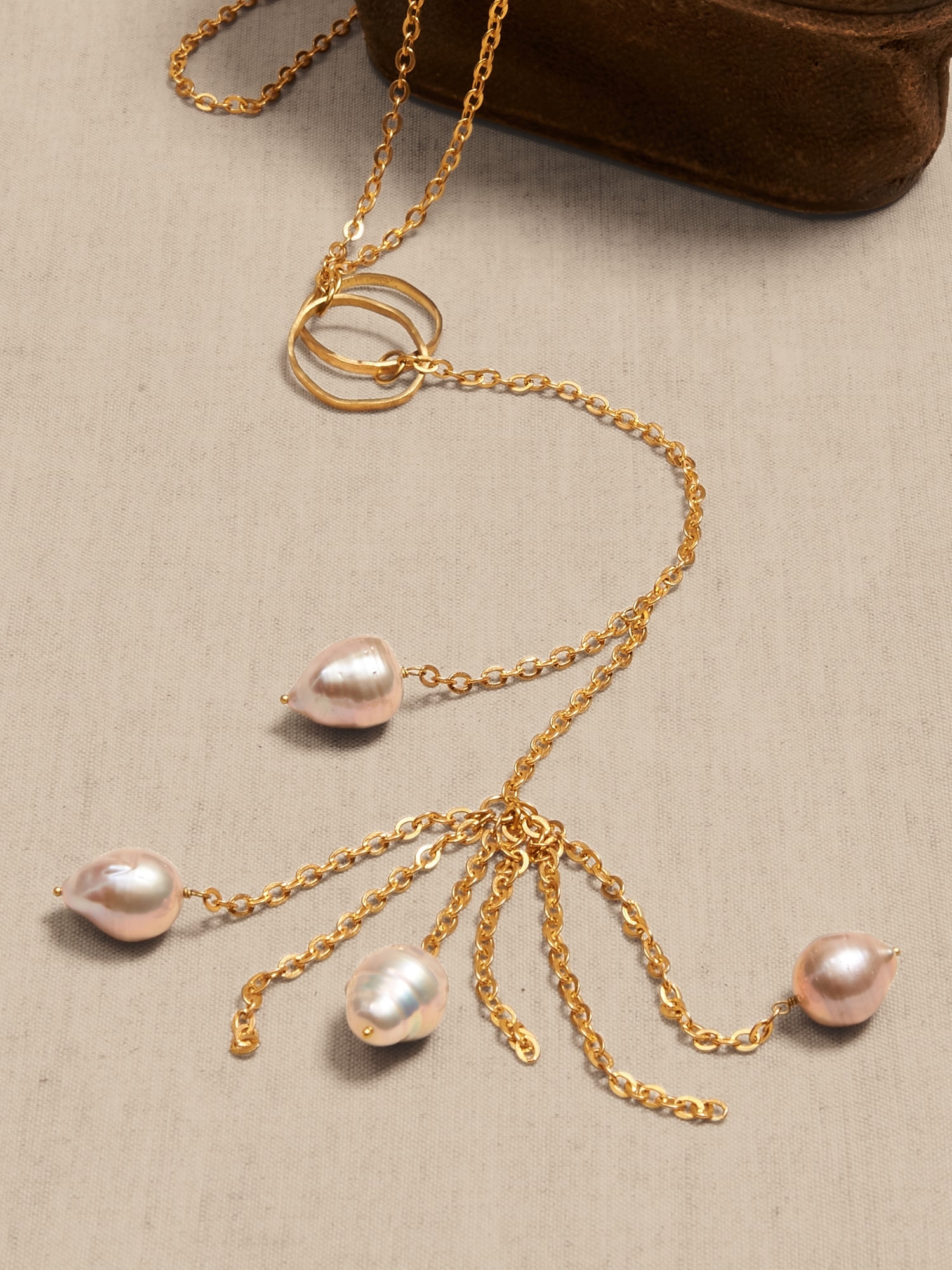 Pearl Tassel Lariat Necklace &#124 Aureus + Argent