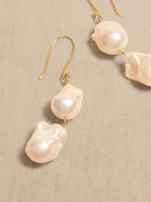 Double Drop Pearl Earrings &#124 Aureus + Argent