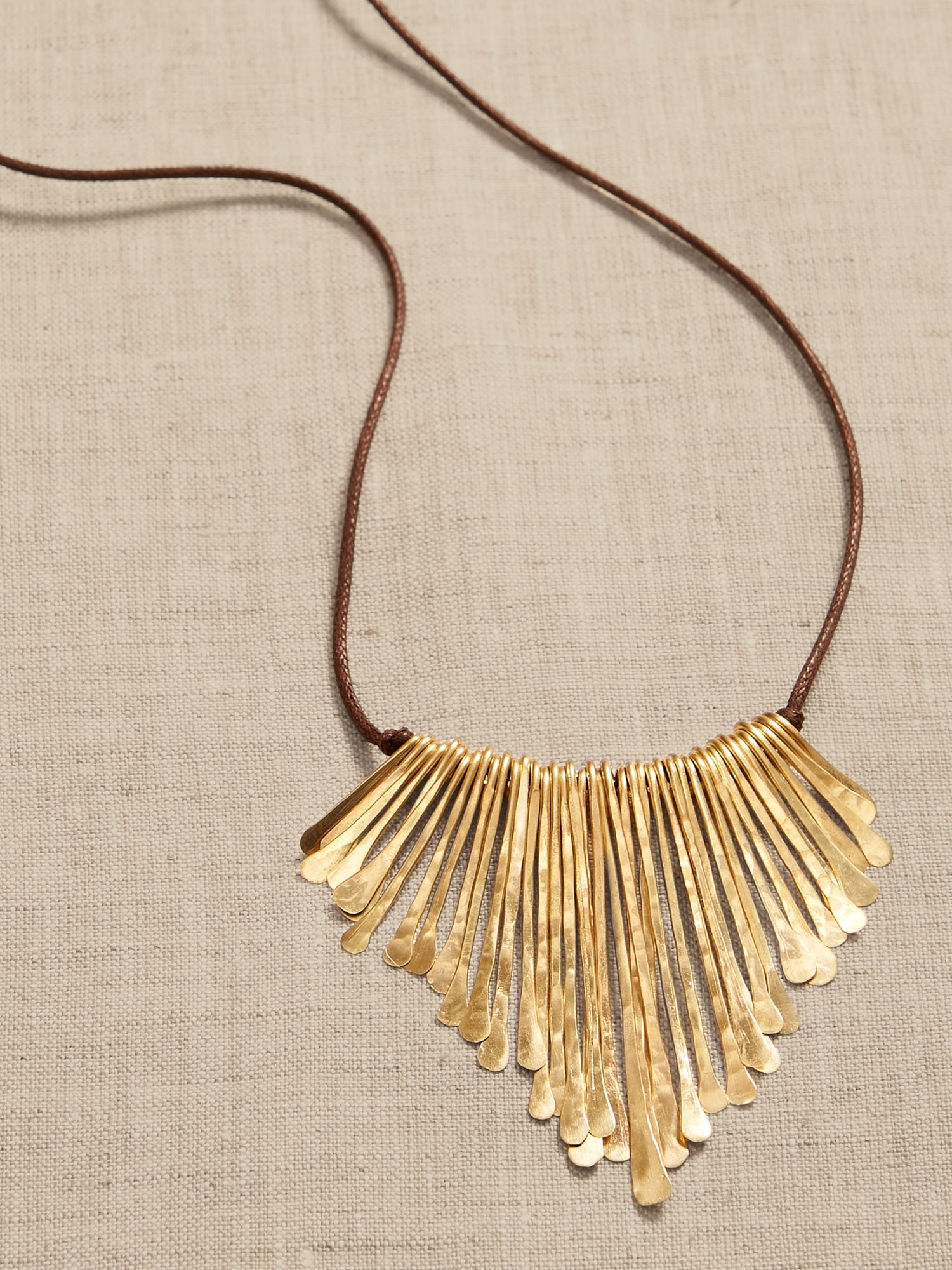 Brass Feather Bib Necklace &#124 Aureus + Argent