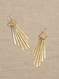 Long Brass Feather Earrings &#124 Aureus + Argent
