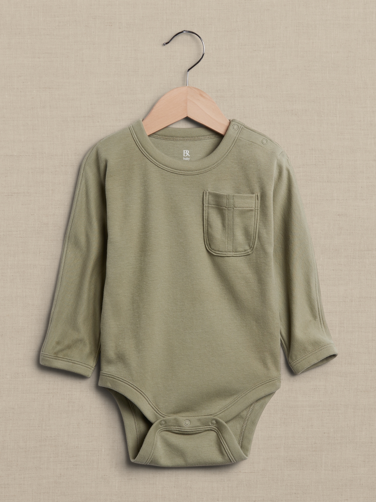 Banana Republic Essential SUPIMA® Long-Sleeve Bodysuit for Baby green. 1