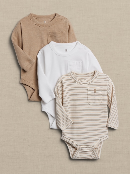 Image number 1 showing, Baby Essential SUPIMA® Long-Sleeve Bodysuit 3-Pack