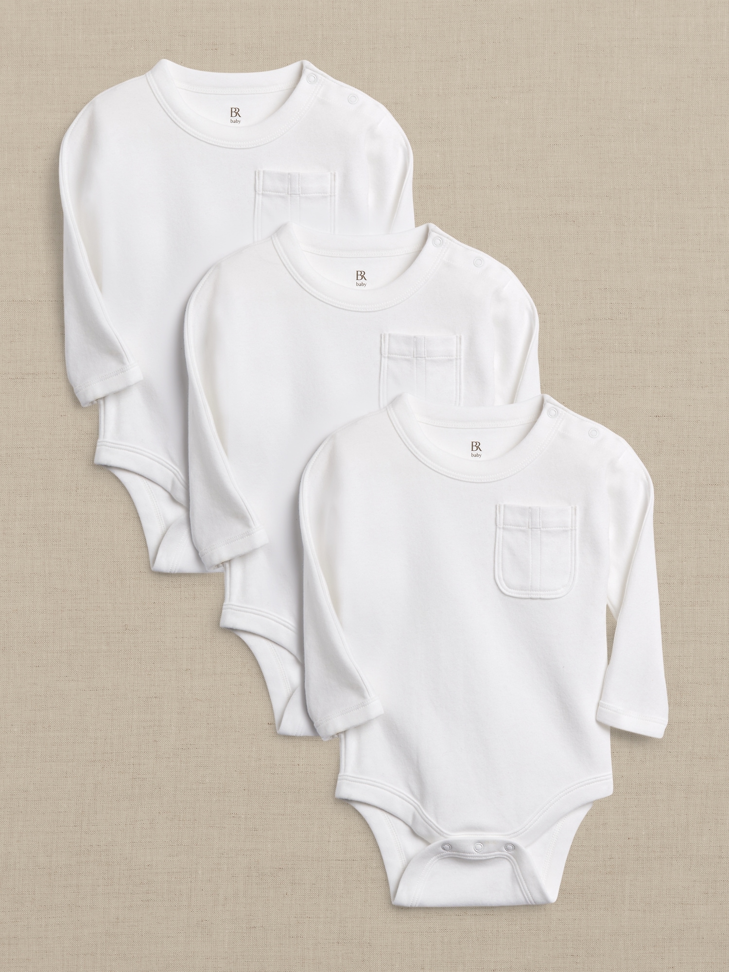 Banana Republic Essential SUPIMA® Long-Sleeve Bodysuit 3-Pack for Baby white. 1