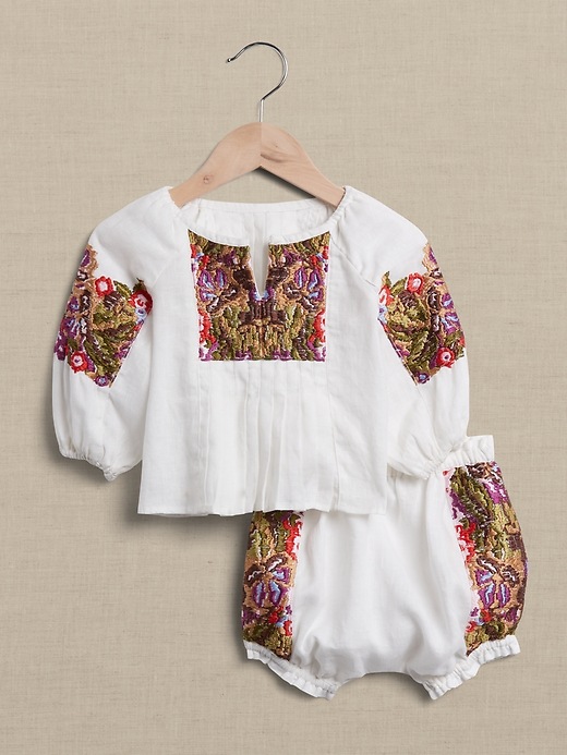 Image number 2 showing, Baby Embroidered Linen Blouse