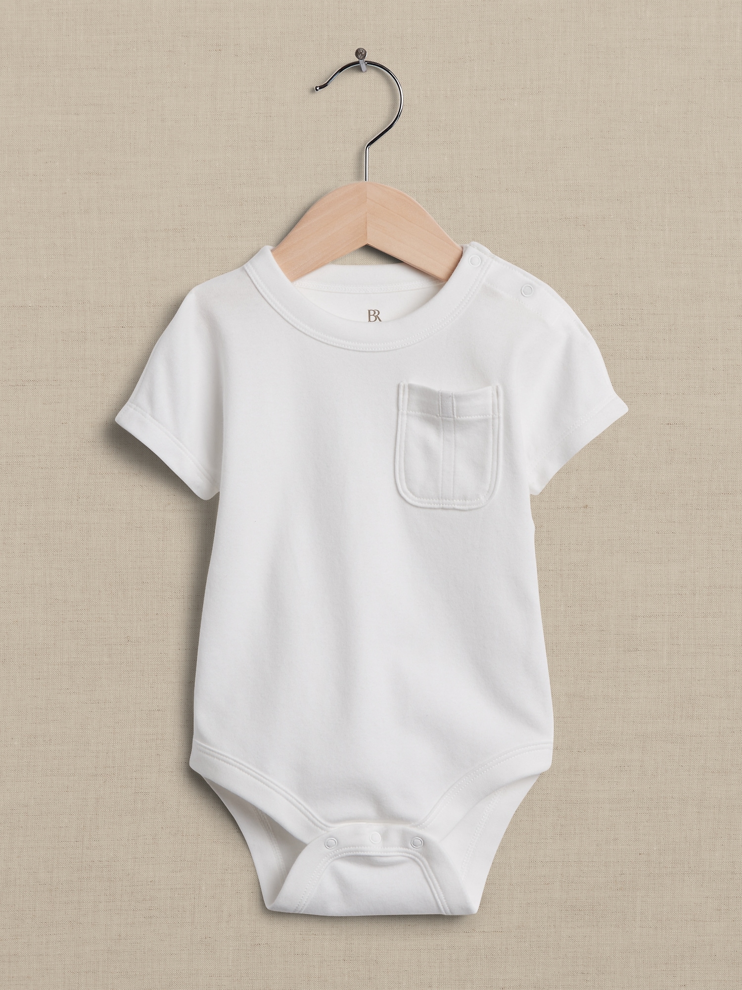 Banana Republic Essential SUPIMA® Short-Sleeve Bodysuit for Baby white. 1