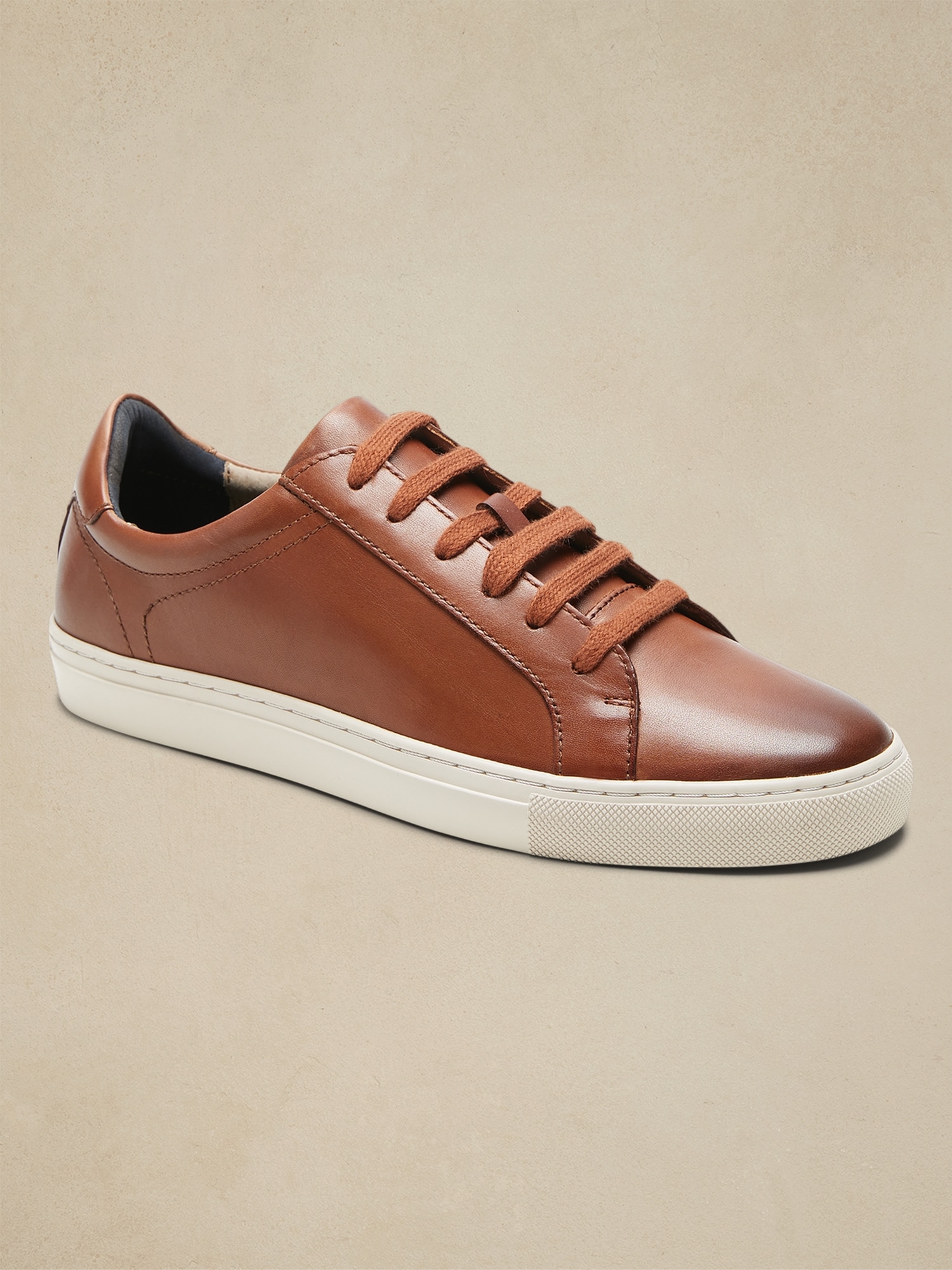 leather tan sneakers