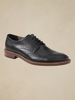 Hadley Italian Leather Brogue Oxford | Banana Republic