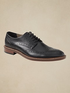 Banana Republic Men's Hadley Italian Leather Brogue Oxford Black Size 9