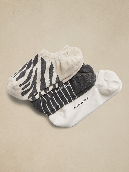Zebra No-Show Sock 3-Pack