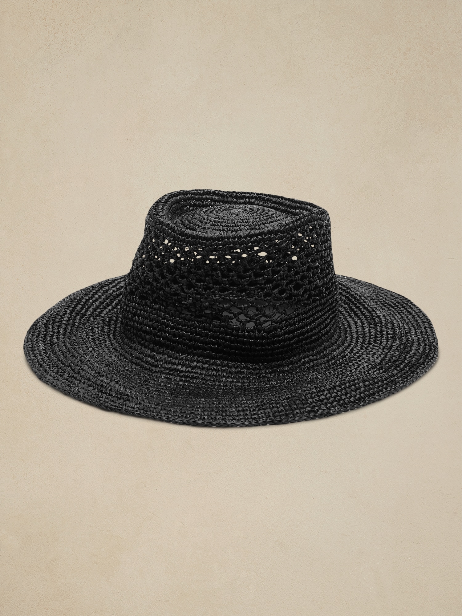 Banana Republic Crochet Straw Hat (Black)