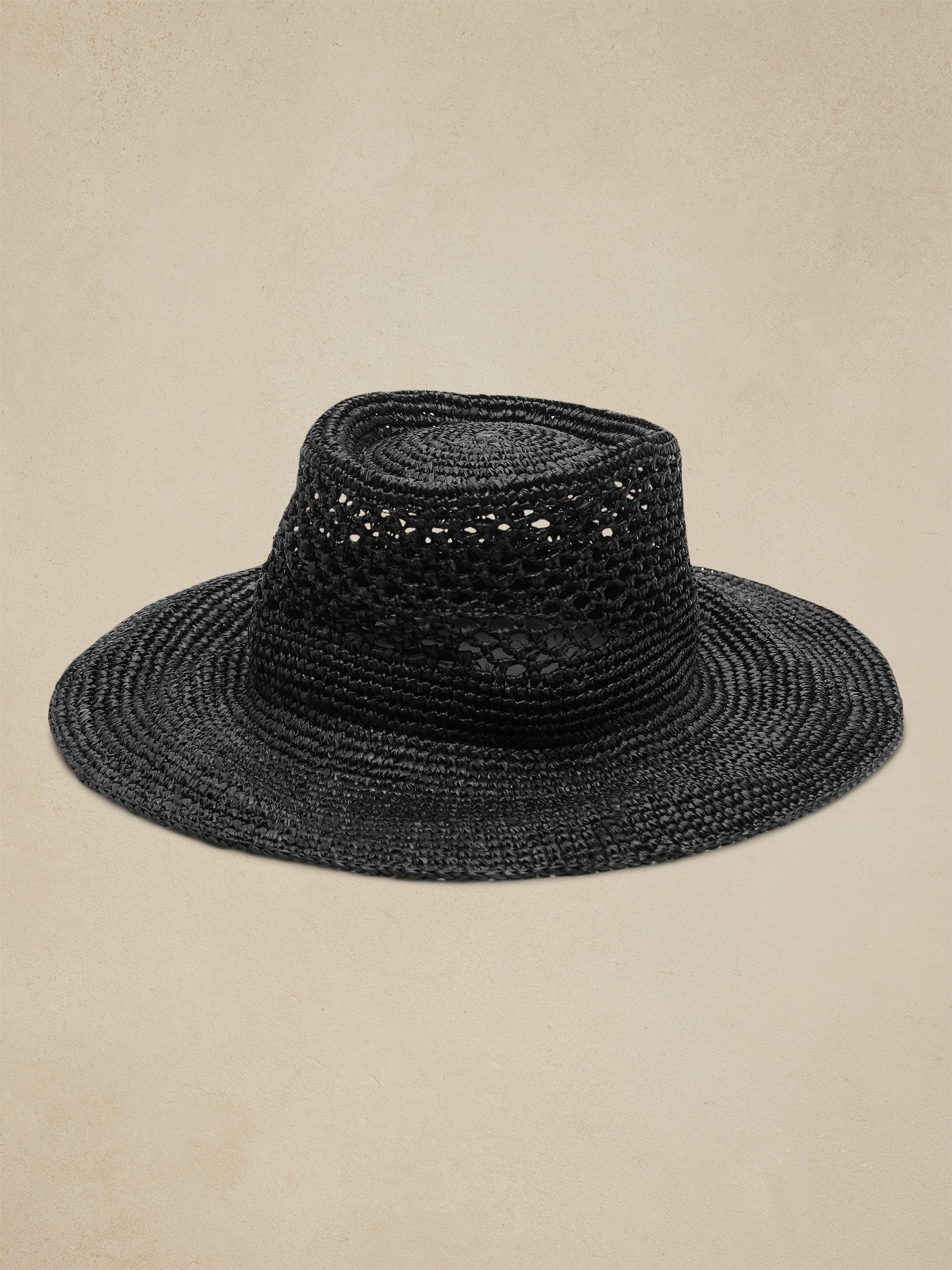 Banana Republic Women's Crochet Straw Hat Black Straw Size S/M