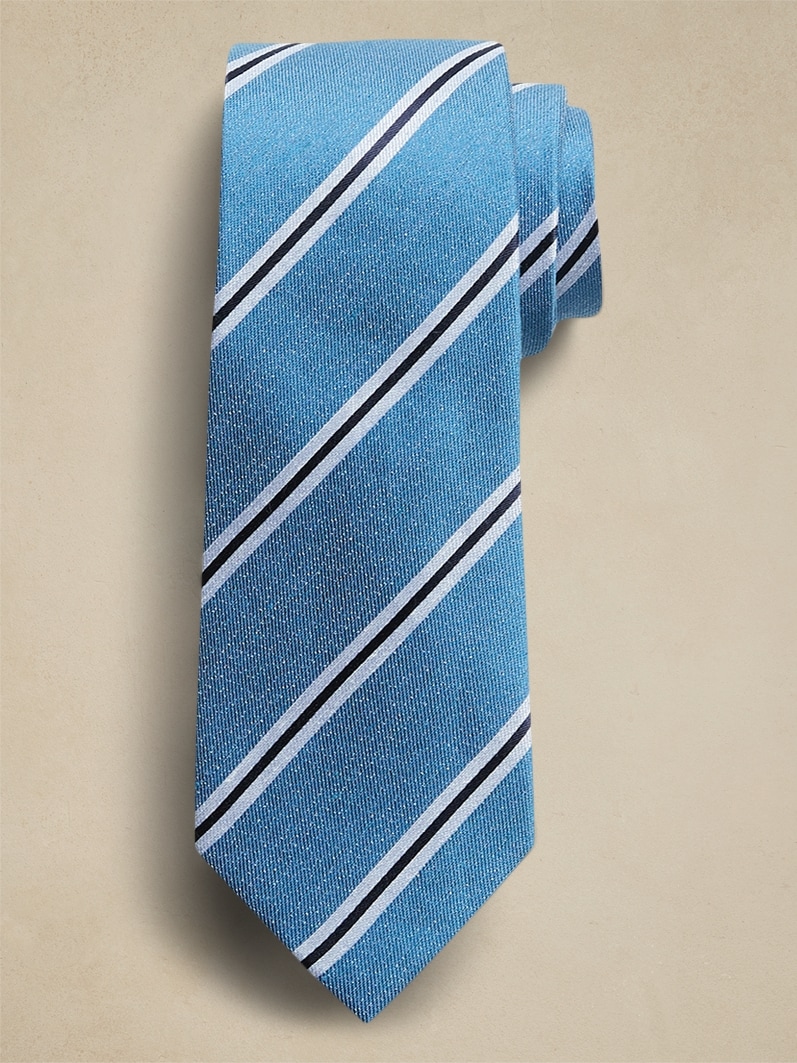 Multi Soft Stripe Silk-Linen Tie