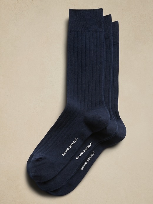 Navy Ribbed Sock 3-Pack