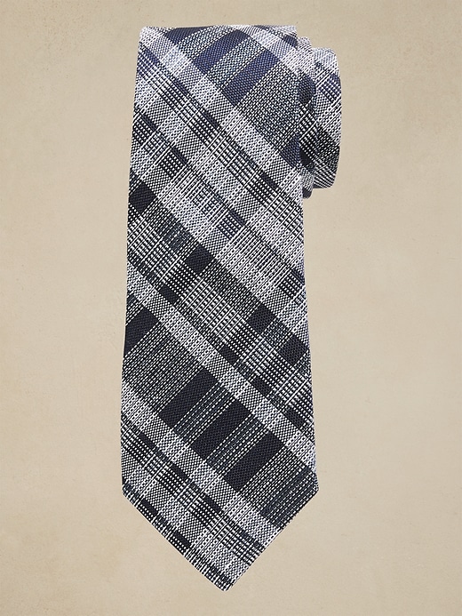 Silk-Linen Plaid Tie