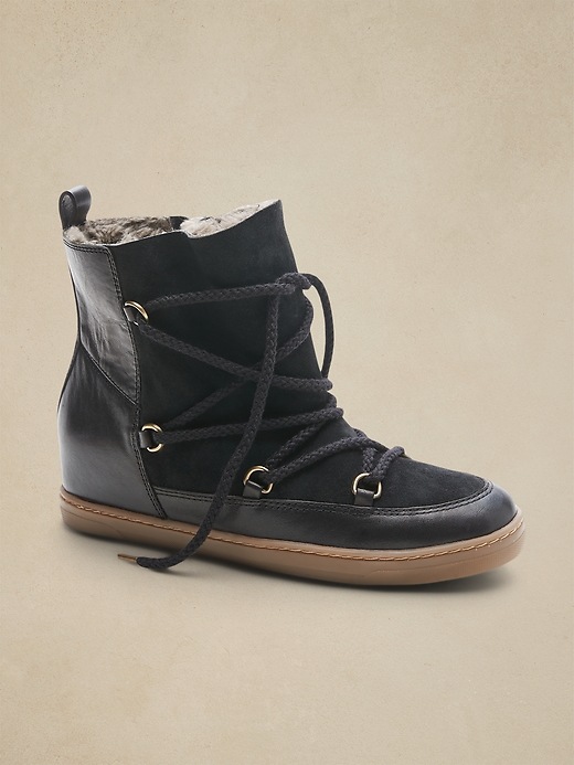 Leather & Suede Lace-Up Boot