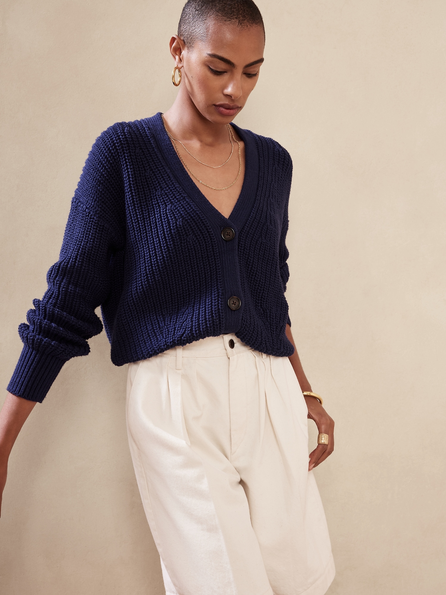 Nuvola Ribbed Cardigan | Banana Republic