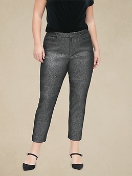 Modern Sloan Skinny-Fit Metallic Plaid Pant