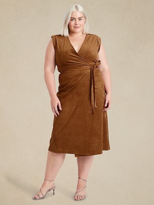 Image number 4 showing, Vegan Suede Wrap Dress