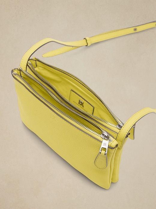 Leather Double Zip Camera Crossbody, Banana Republic