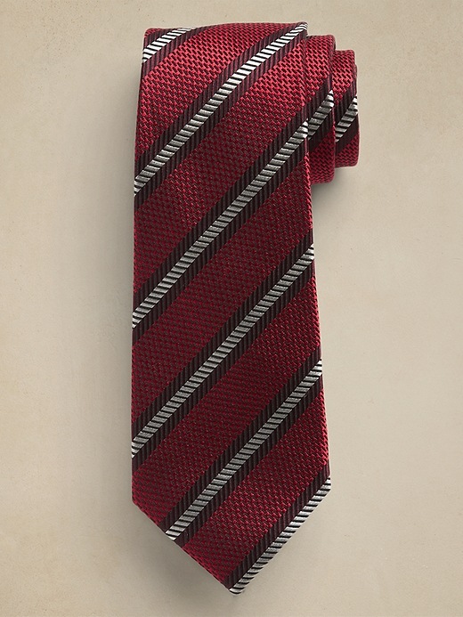 Banana Republic Border Stripe Silk Tie. 1