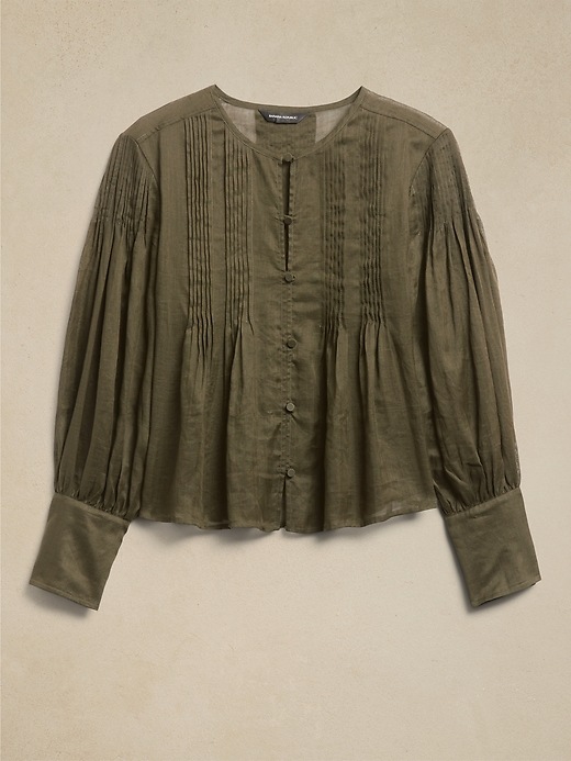 Image number 4 showing, Ramie Pintuck Blouse