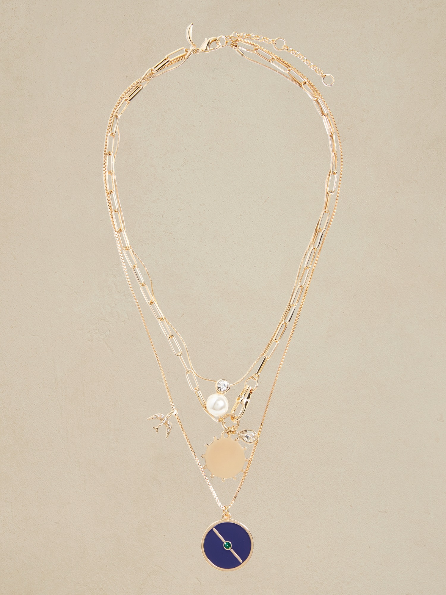 Layered Enamel & Chain Necklace