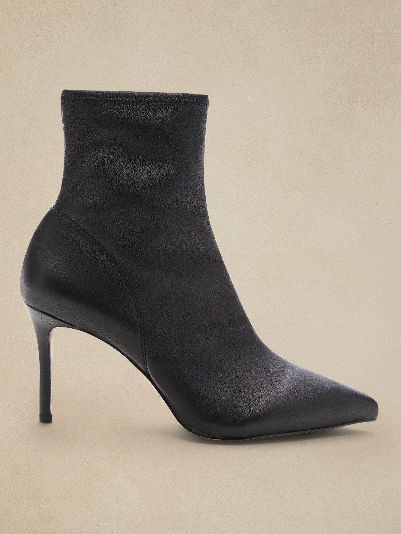 Stretch-Leather Ankle Boot