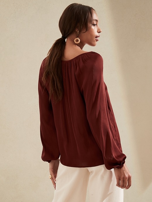 satin balloon sleeve blouse
