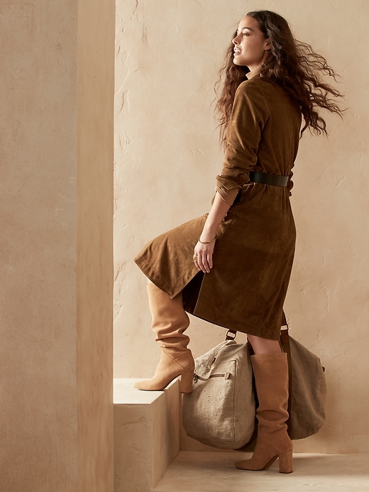 Image number 2 showing, Suede Trench Dress